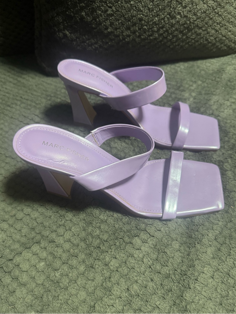 Marc Fisher Lilac Strap Square-Toe Mid-Heel Sandals